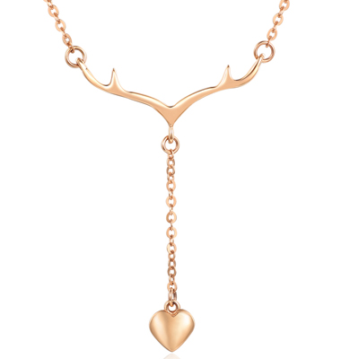 18k rose gold heart chain necklace
