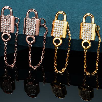 Padlock Earring in Sterling Silver 18K Rose Gold Plated