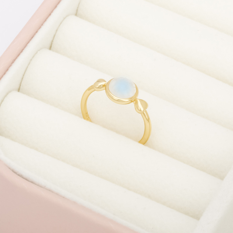 silver moonstone ring gold plated women
