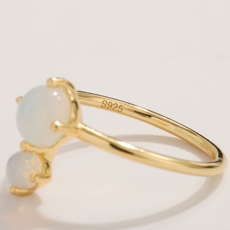 round moonstone ring gold plated