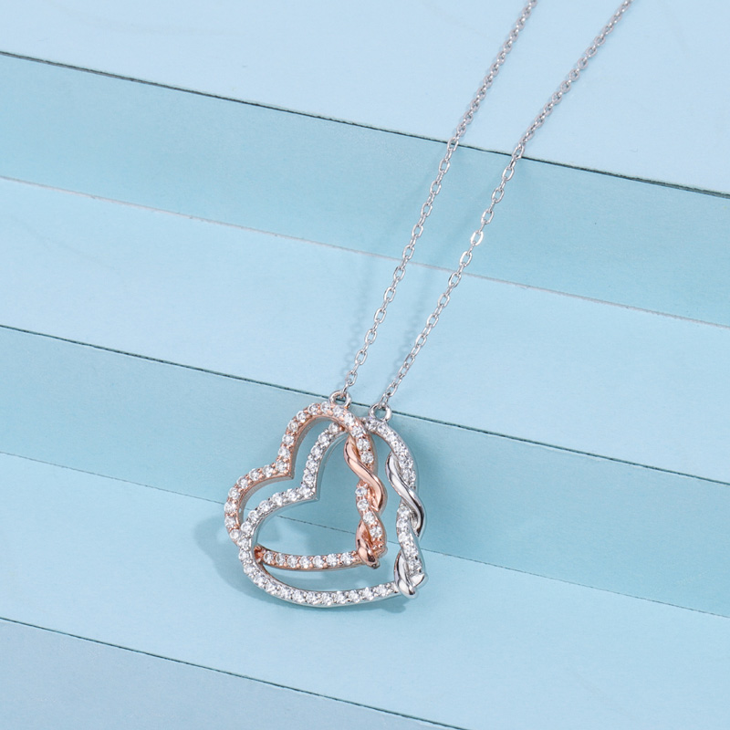 double heart infinity necklace for women