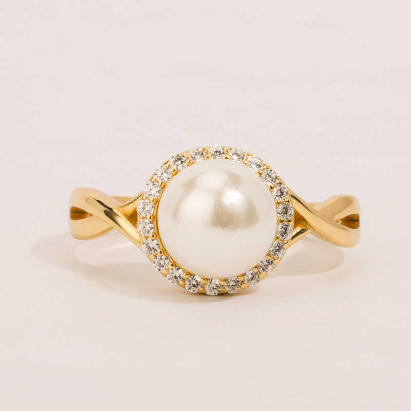 pearl half infinity alternating ring for women