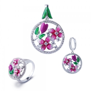 conjunto de joyas redondas de plata esterlina