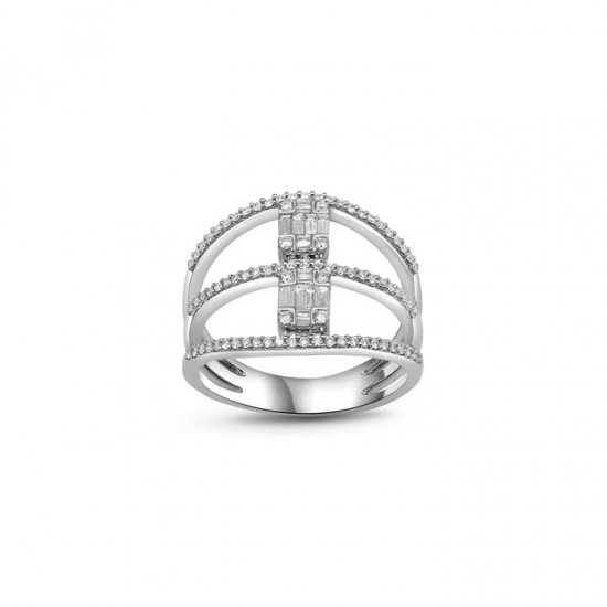 White Gold Diamond Emerald Cut Ring
