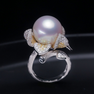 anillos de perlas de mar mujer
