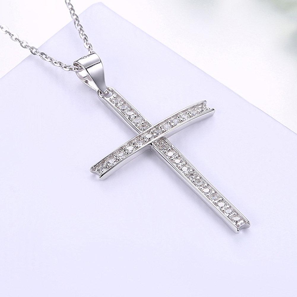 Sterling Silver Cross Pendant Women Necklace
