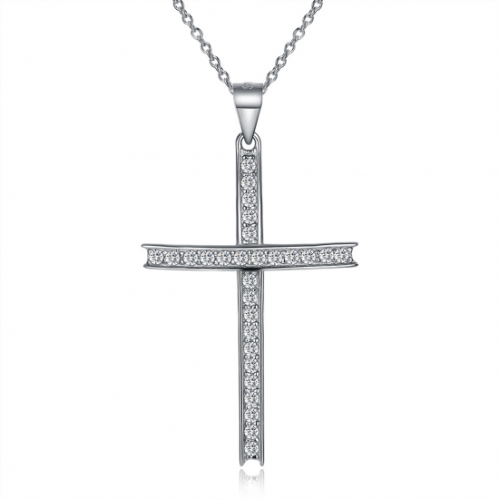 Sterling Silver Cross Pendant Women Necklace