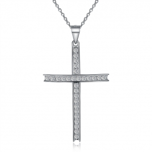 cruz colgante de plata esterlina collar de mujer