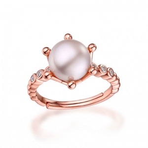 anillo ajustable de perlas