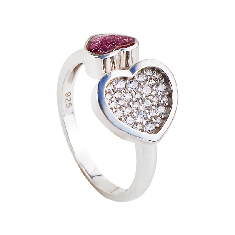 Heart CZ Silver Ring