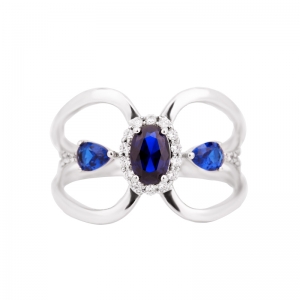 anillo de plata de ley con circonitas azules