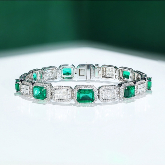 Luxury Emerald And Diamond Tennis Bracelet