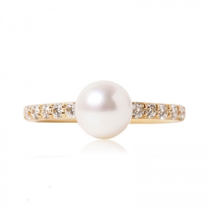 anillo de diamantes de perlas akoya
