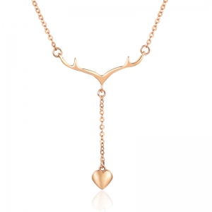 collar de joyas de oro rosa de 18k con colgante de corazón