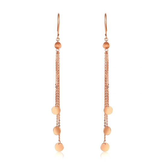 14K Rose Gold Linear Drop Earrings
