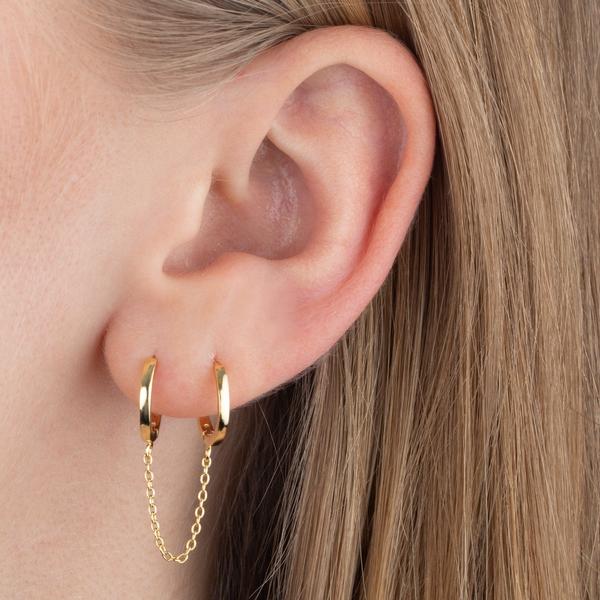 Gold Plated Double Huggie Hoop Earrings