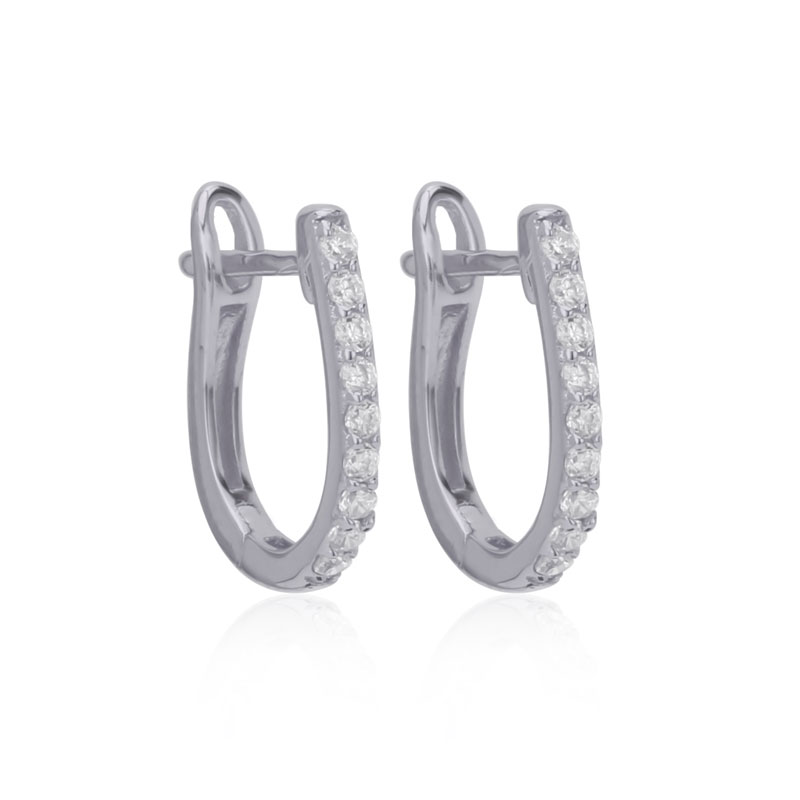 CZ Sterling Silver Huggie Hoop Earrings