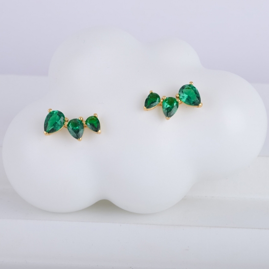 Green Cubic Zirconia Small Earrings