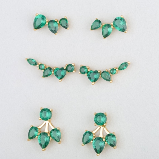 Green Cubic Zirconia Small Earrings