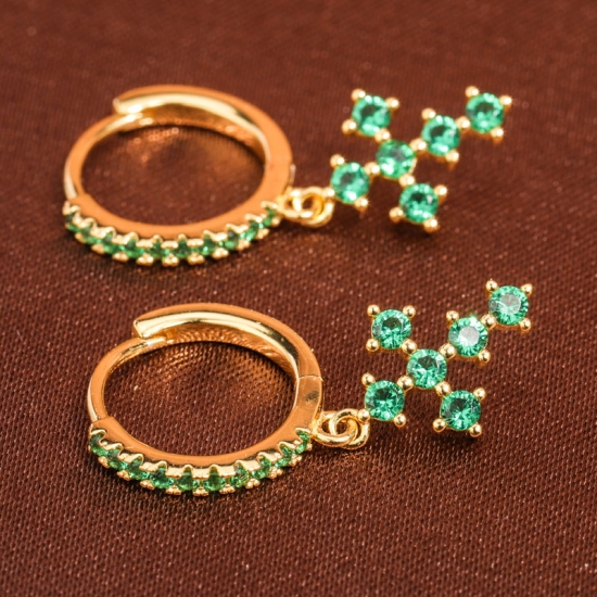 huggie earrings with cross