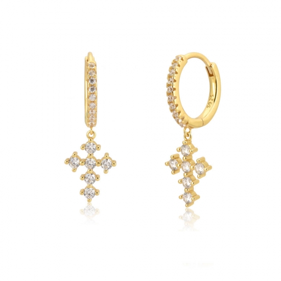 huggie earrings with cross