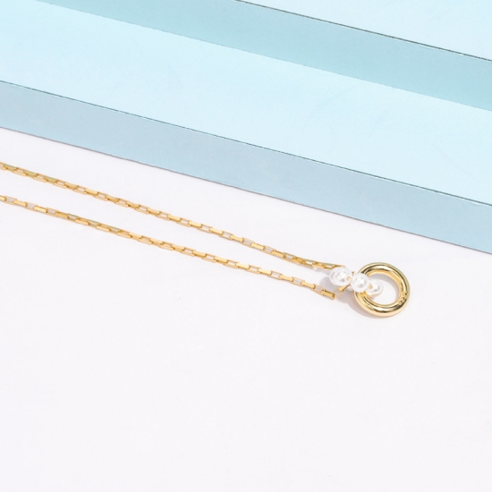 pearl circle link chain necklace