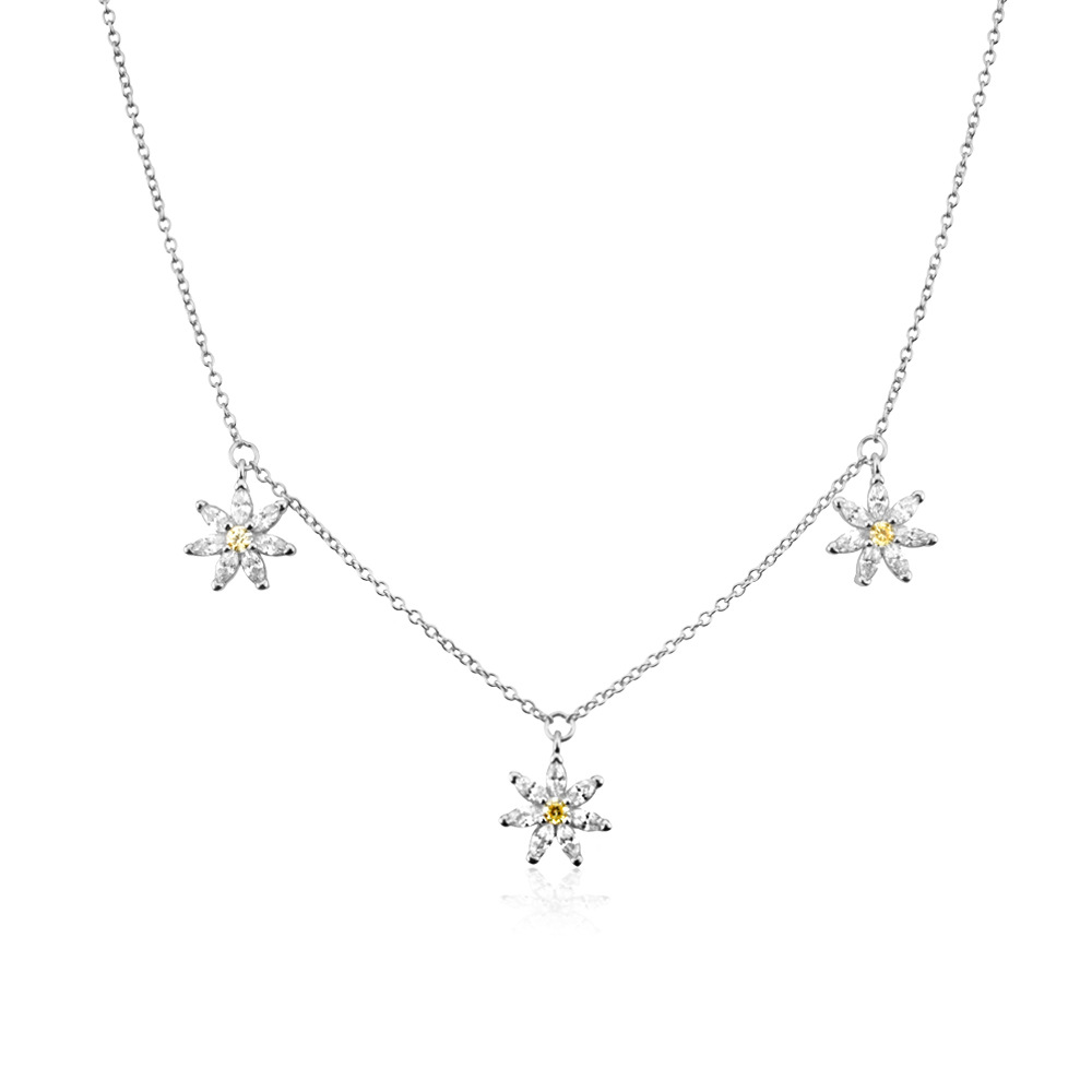 flower charm necklace zircon