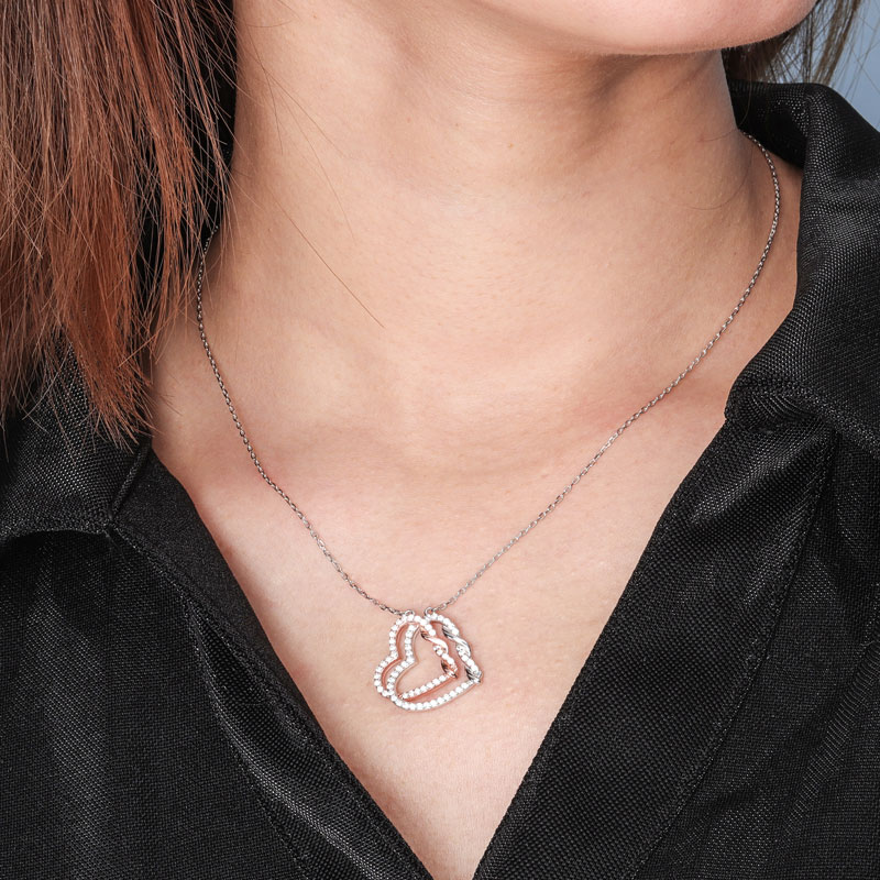 double heart infinity necklace gold vermeil