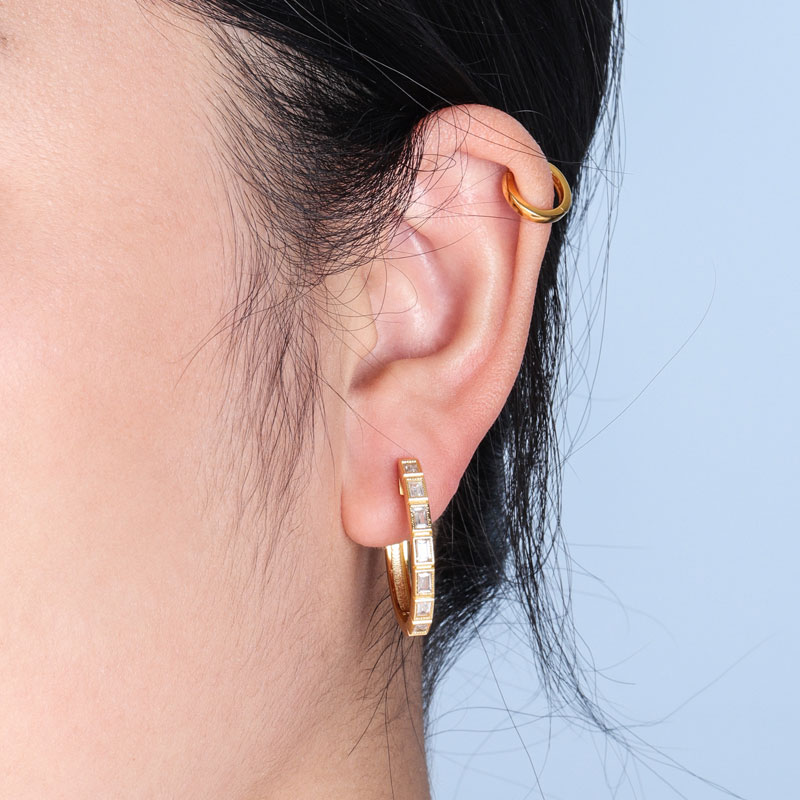 baguette hoop earrings
