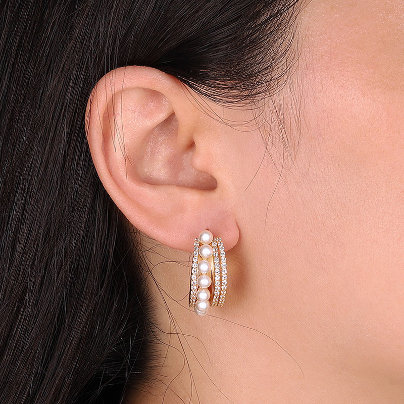 hoop and pearl earrings