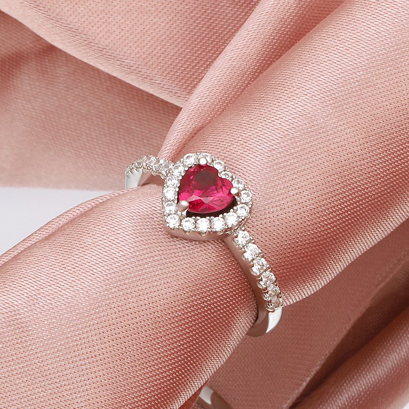 ruby red heart ring
