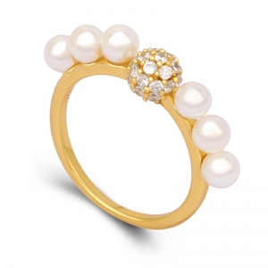 anillo de banda de perlas